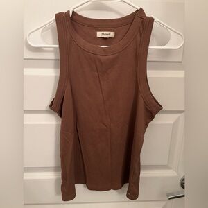 Madewell Brightside Ribbed Tank Top in Tan
